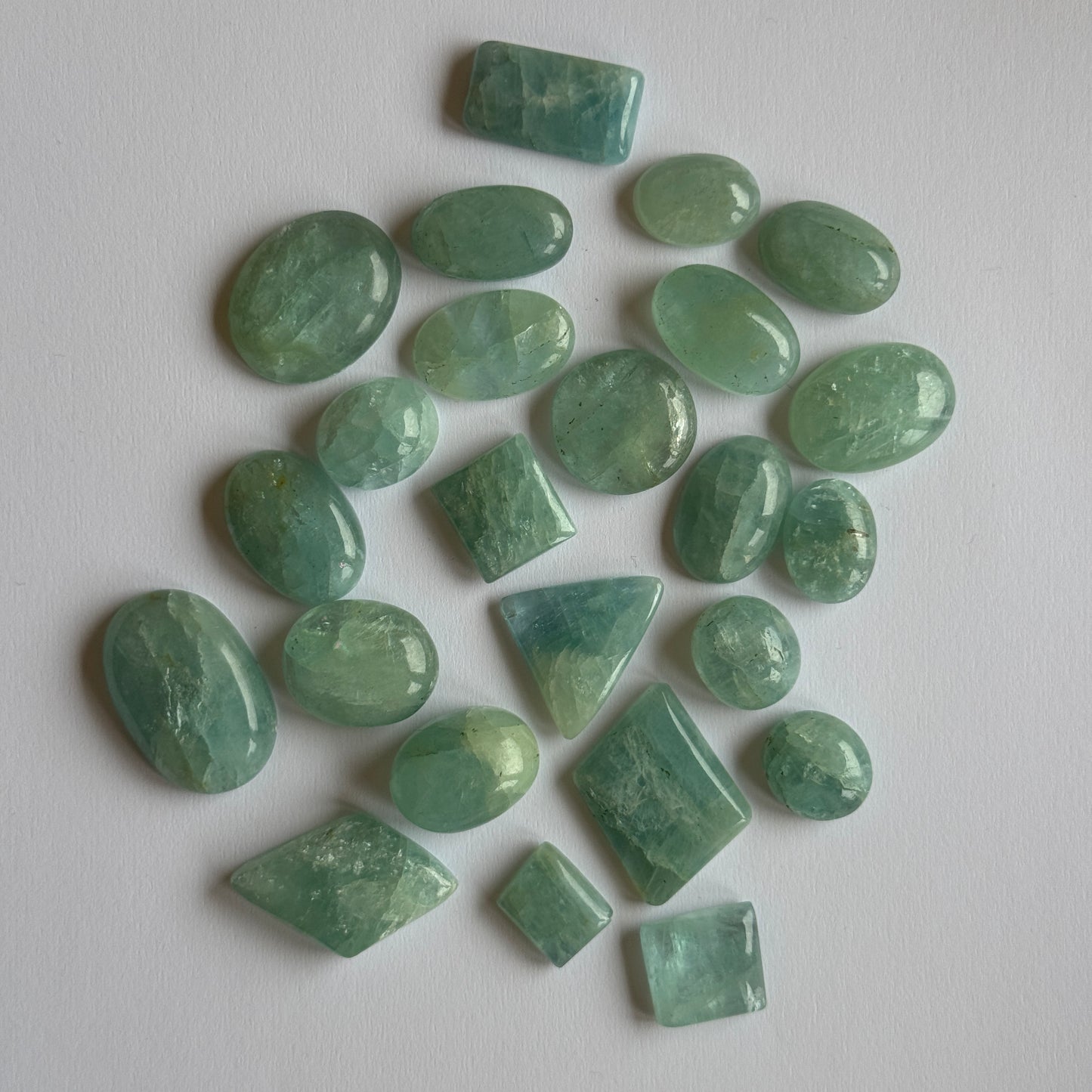 5 Pieces Polished Blue Greenish Aquamarine Loose Beads With Inclusions In Various Shapes