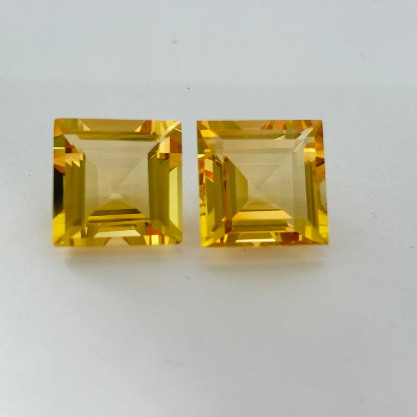 Citrine Square Large Pair Square Faceted Top Quality