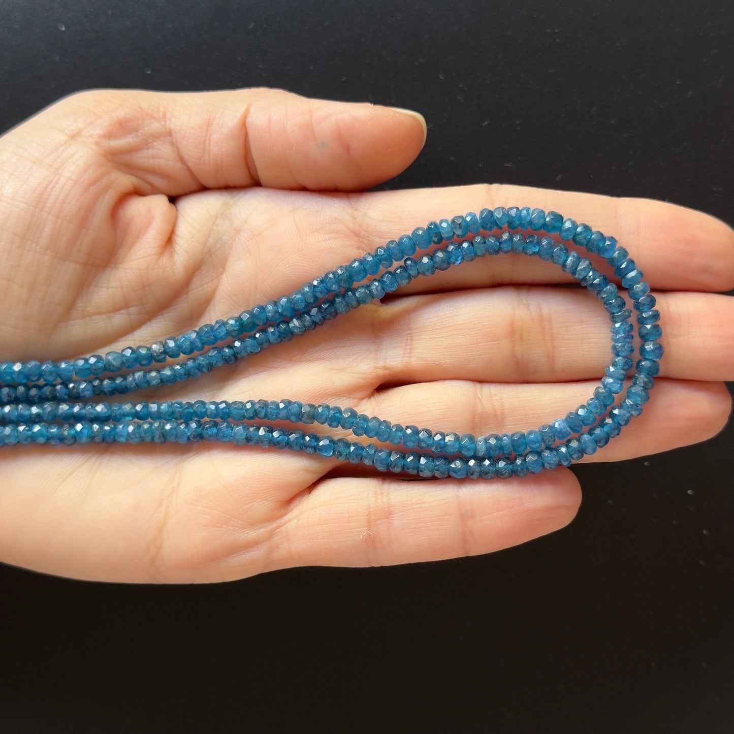 Vibrant Blue Apatite Rondelle Beads Sparkling Strand