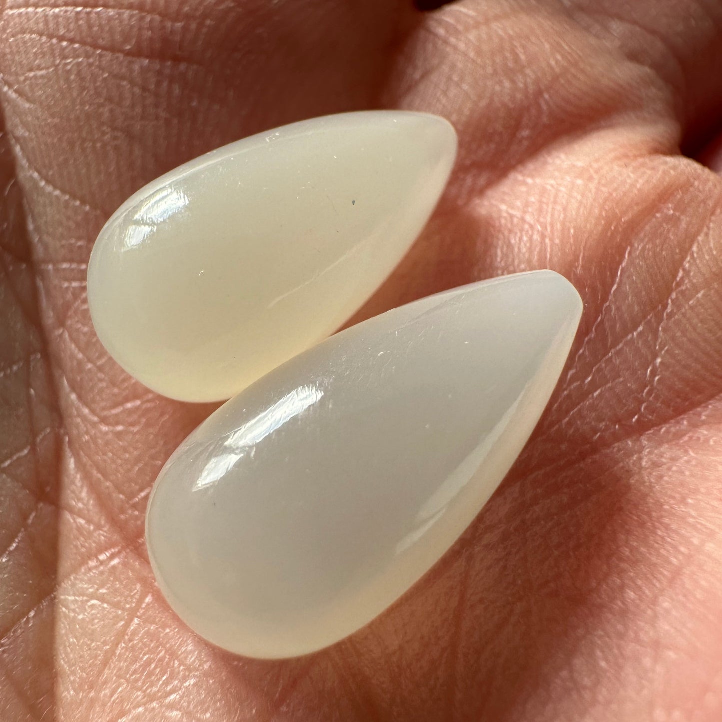 Moonstone Drops Loose Bead Pair Drilled