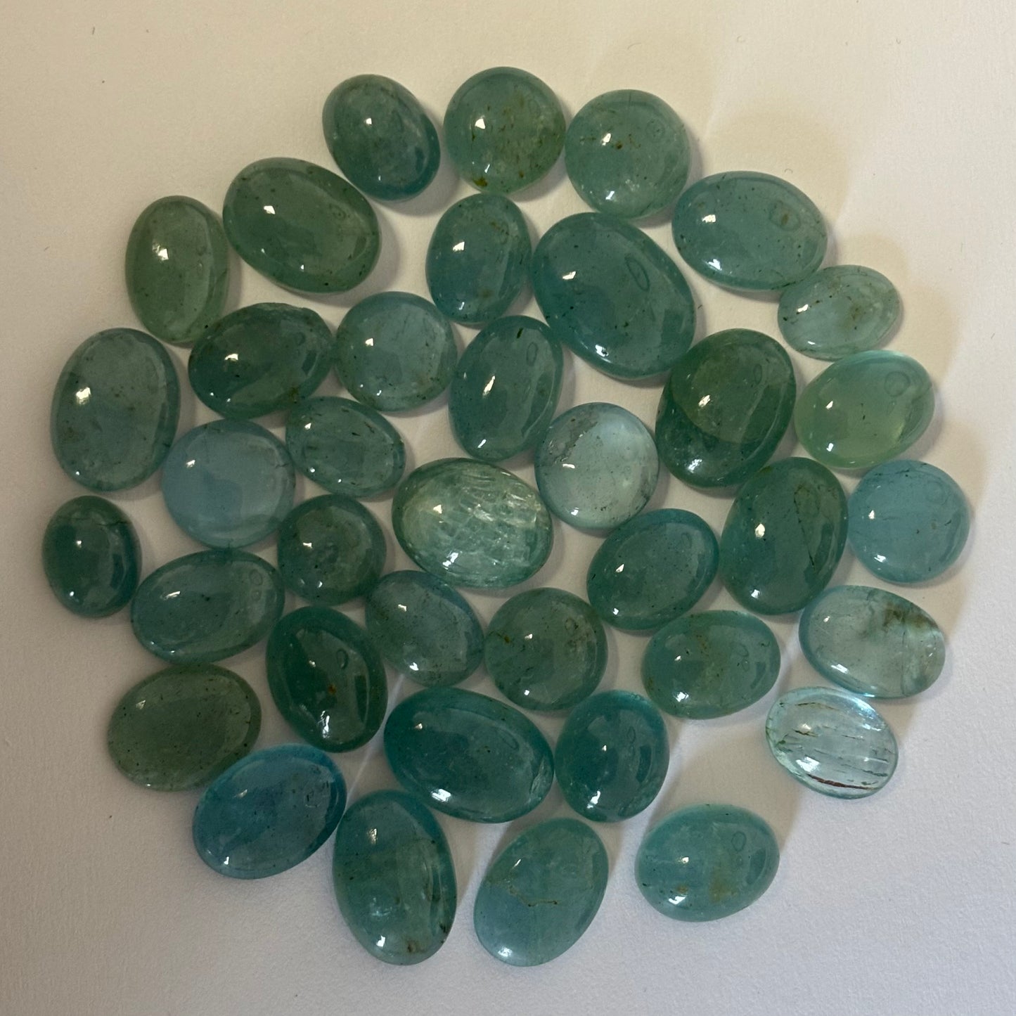 10 Pieces Beautiful Oval Greenish Blue Aquamarine A Rare Find With Inclusions