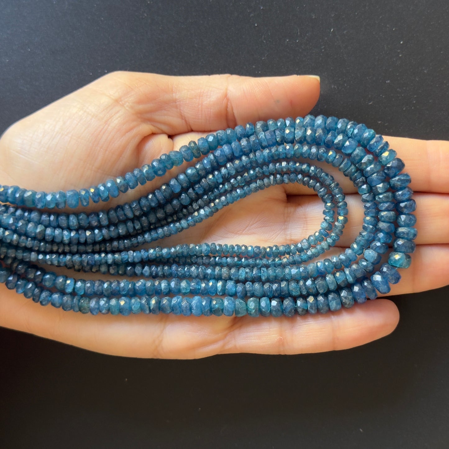 Natural Sparkling Rondell Apatite Beads Strand Faceted