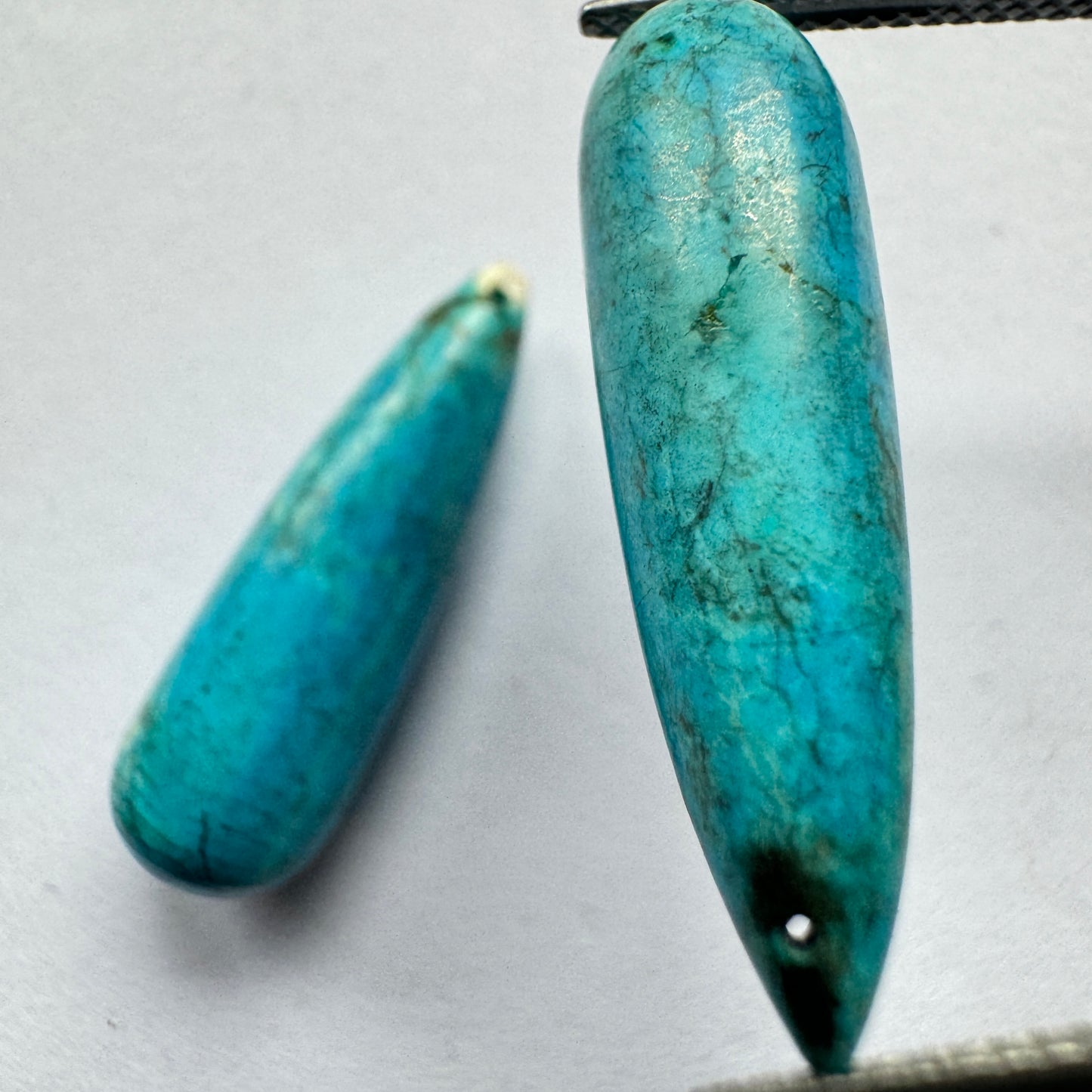 Very nice Turquoise Teardrops Loose Bead Pairs For further processing 21mm - 26mm drilled