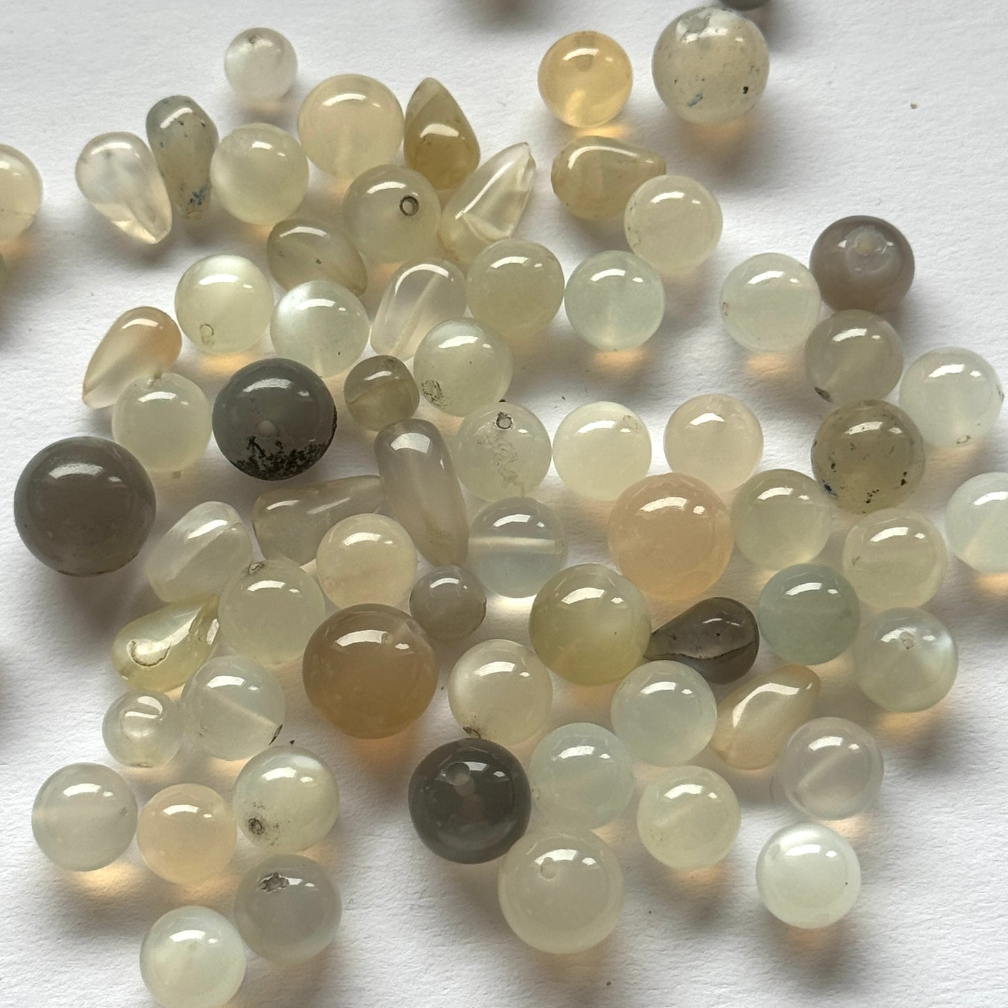 Moonstone Balls Drilled White Grey Colour Palette