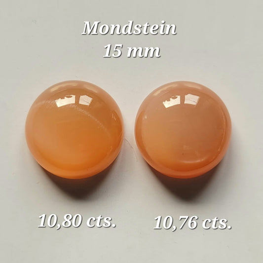 Pfirsich-oranges Mondstein-Cabochon-Paar 15mm
