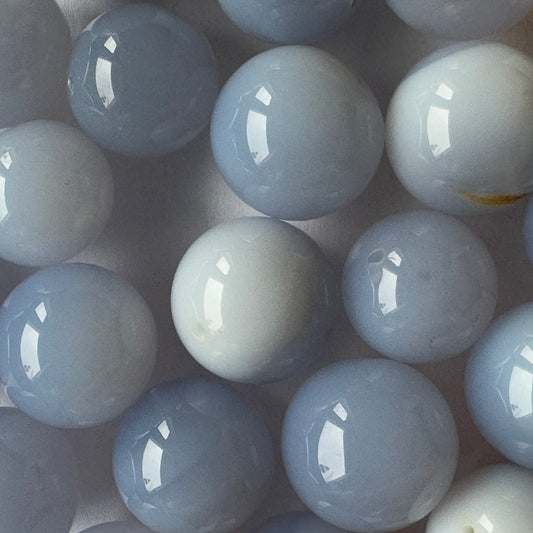 5 Chalcedony cloudy blue Large to small Loose Beads Balls drilled 12mm-15mm