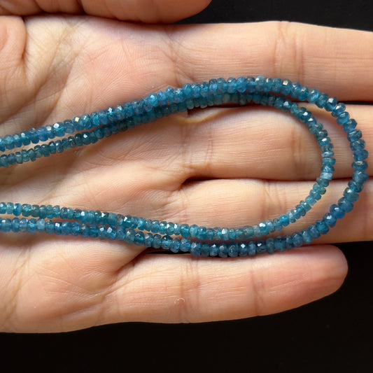 Lebendiger Apatit-Rondelle-Facettenperlenstrang, handgeschliffen