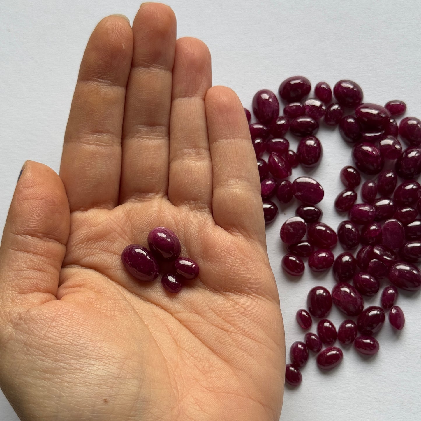Ruby Cabochons Different Sizes Approx. 15 cts Per Bag
