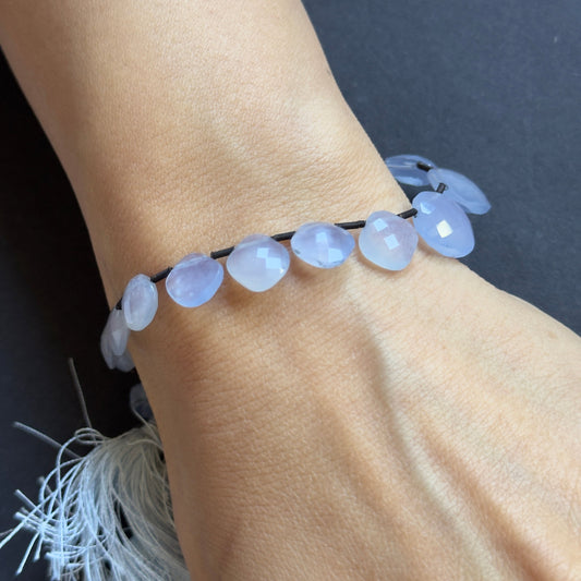 Cloudy Blue Chalcedon Bracelet Beads Approx.19.5mm