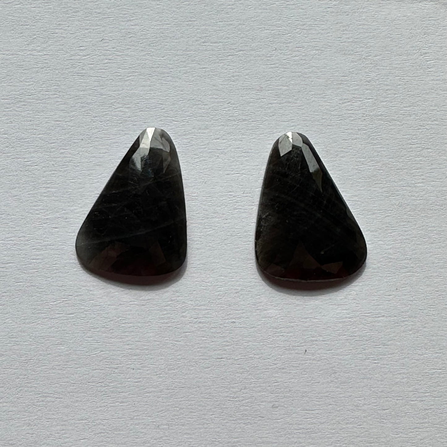 Black Sapphire Rose Cut With Flat Bottom Pair Very Rare 37.76 Carats