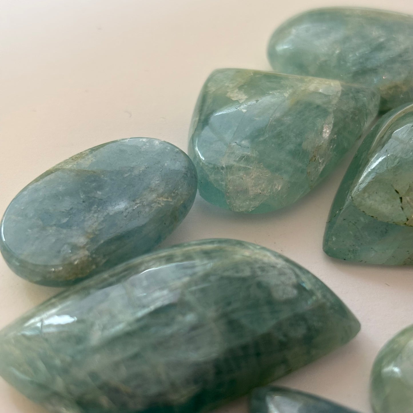 5 Pieces Polished Blue Greenish Aquamarine Loose Beads With Inclusions In Various Shapes