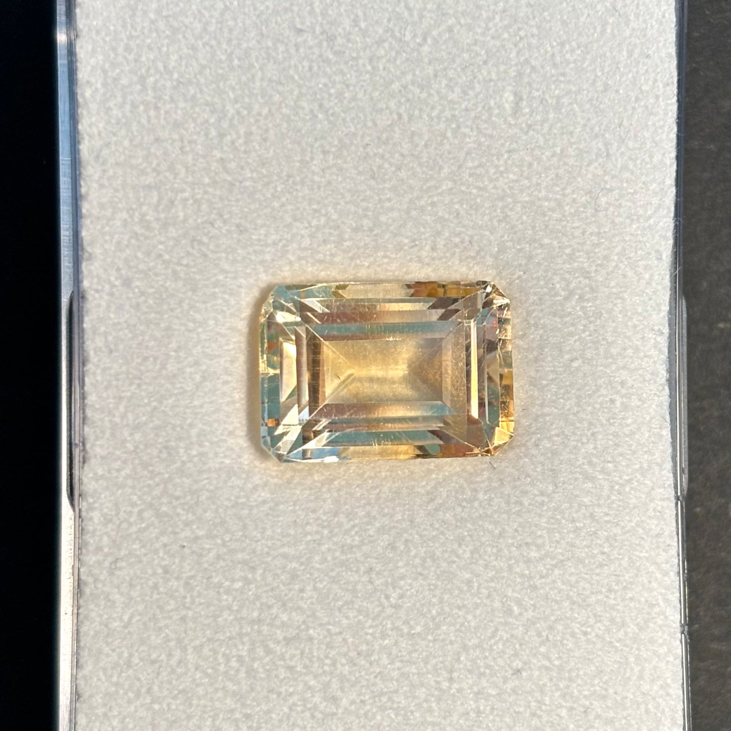 Citrine Lemon Yellow Emerald Cut Faceted 14 x 9.8 mm 8.04 Carats