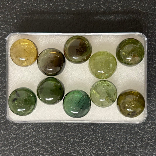 Tourmaline Round Cabochon With Inclusions Approx. 11 mm 6,16 Cts.