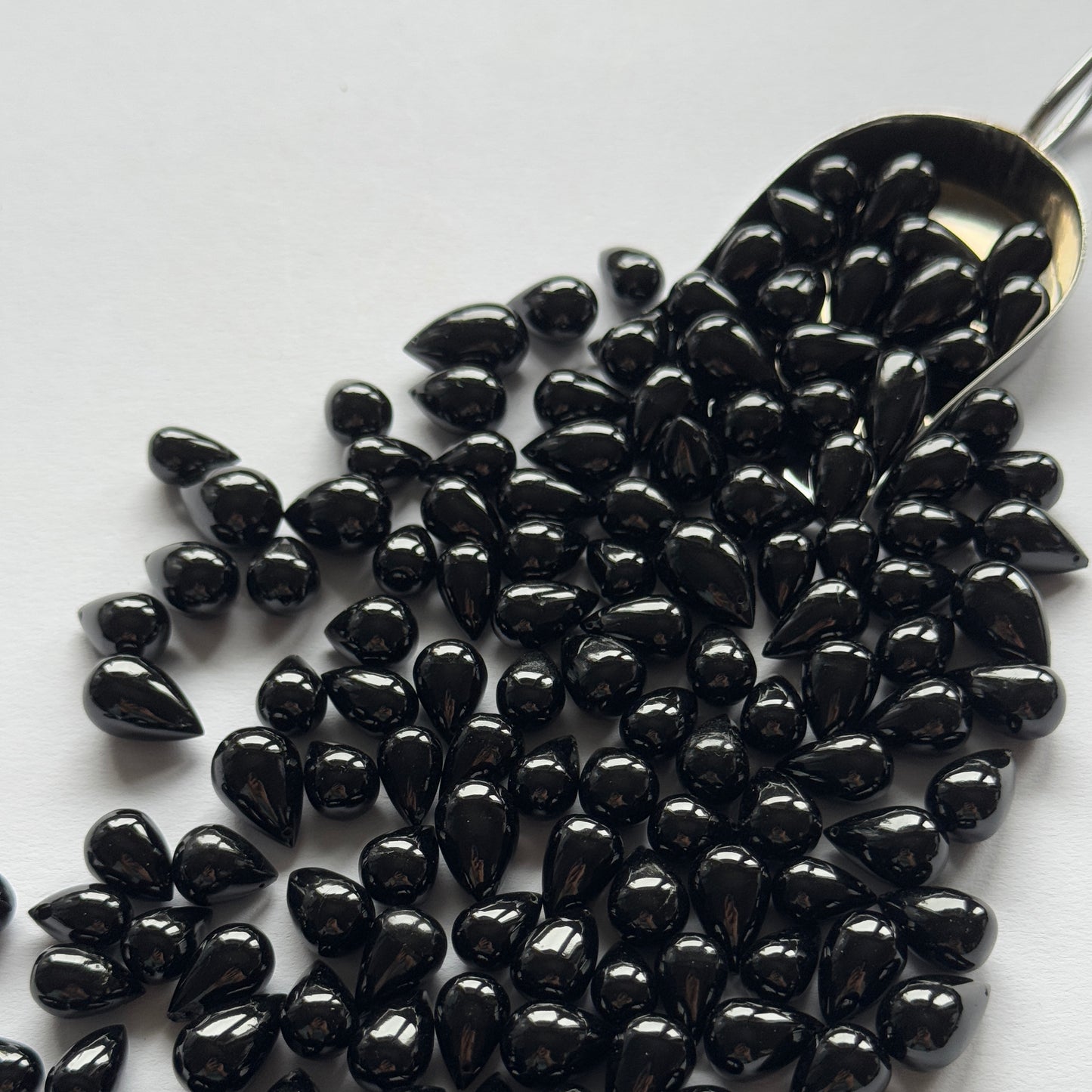 5 Black Onyx Drops Loose Beads Different Sizes Drilled on Both Sides