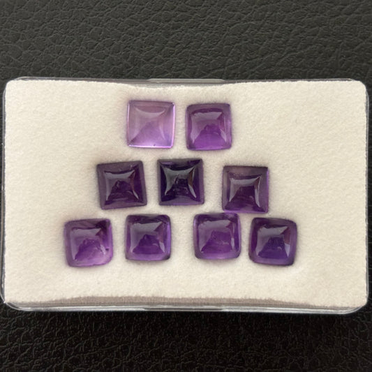 1 Stück lila Amethyst-Kissen-Cabochon mit Einschlüssen, ca. 7 mm, 1,83 Karat.