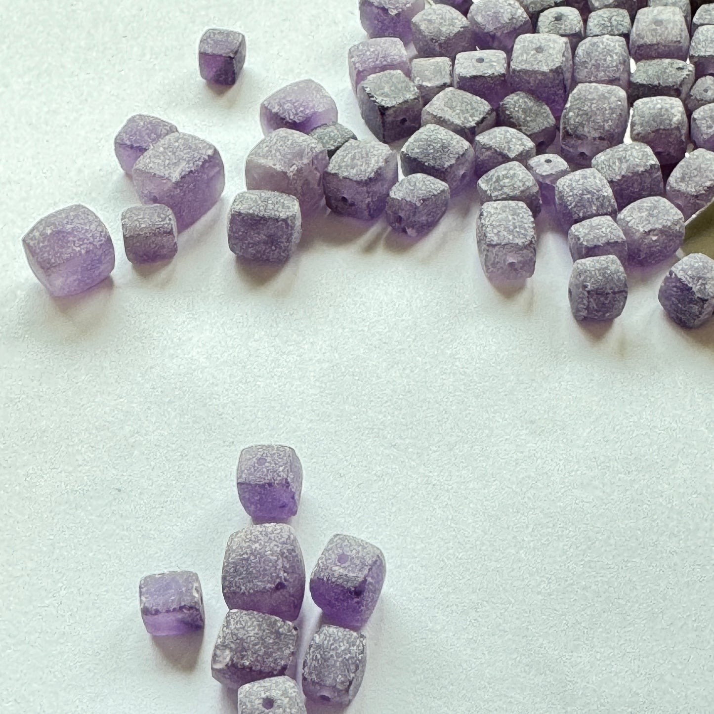 10 Pieces Frosted Purple Amethyst Cube Loose Beads