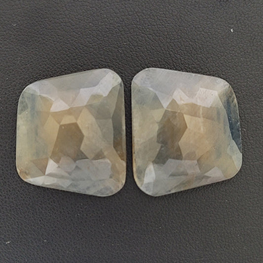 Sapphire Rose Cut Pair With Flat Back A Rare Find 52,68 Carat