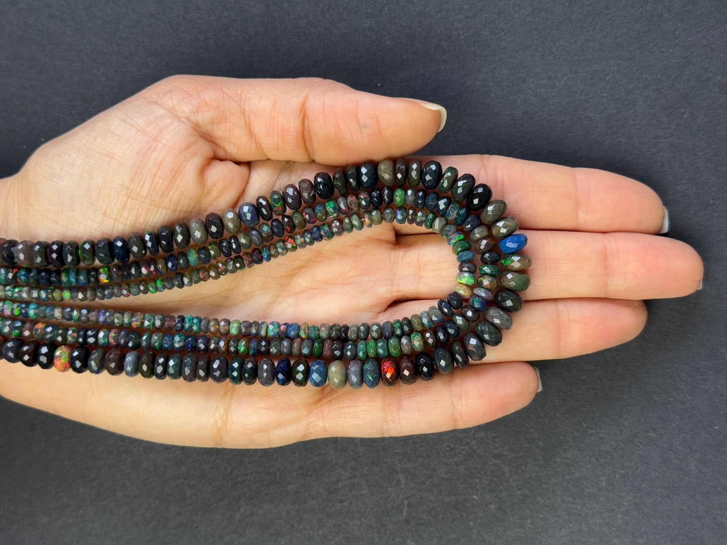 Natural Opal Beads Black Opal Natural Gemstone Hand-Facetted Rondelle Beads Strand 42cm/SizeSelect /Hole 0.5mm