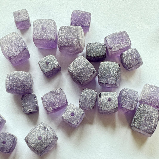 10 Pieces Frosted Purple Amethyst Cube Loose Beads