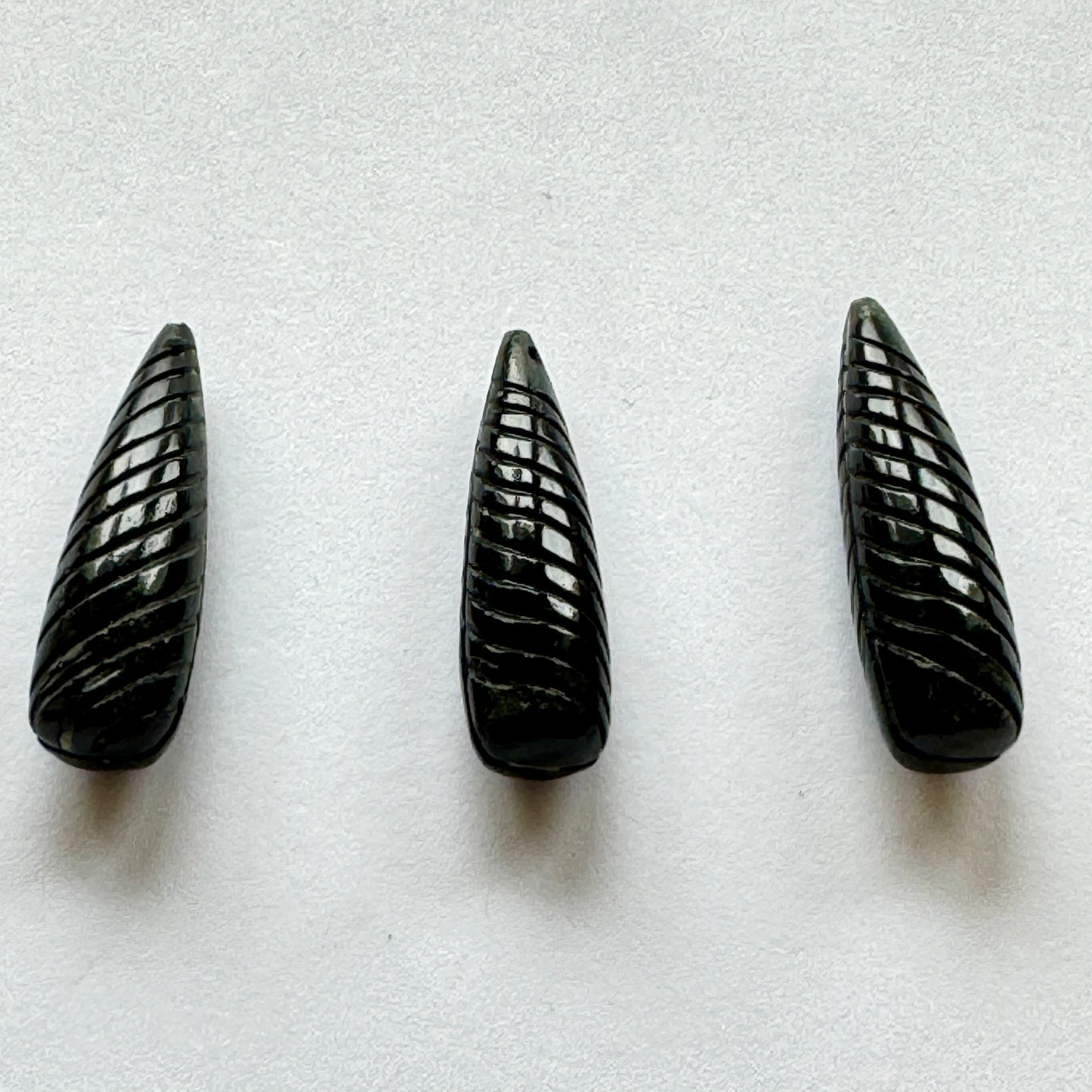 Black Onyx Drops With Engraved Lines A Very Rare Find 25mm