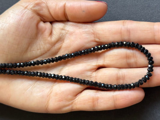 Rich Black Hued Spinel , Rondelle Beads 41cm