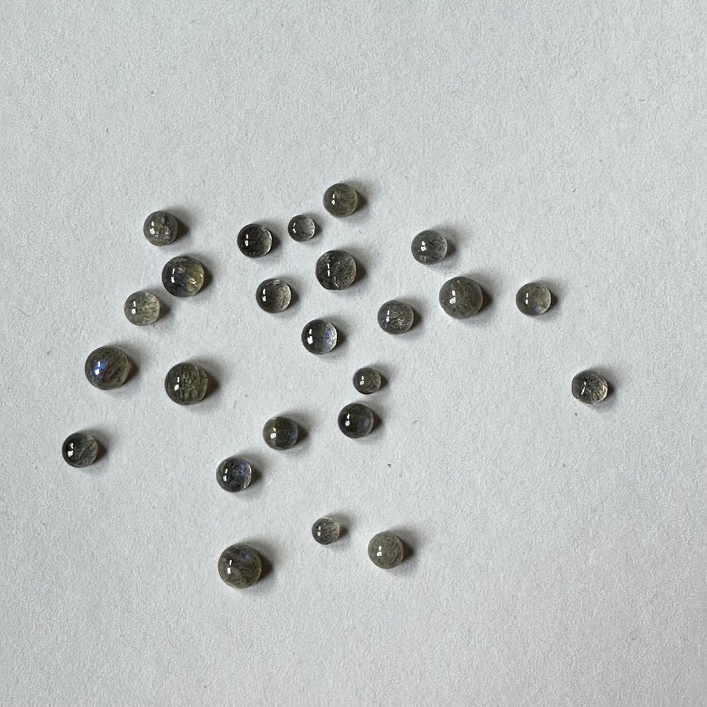 Runde Labradorit-Cabochons mit wunderschöner Opaleszenz, 20 g pro Beutel