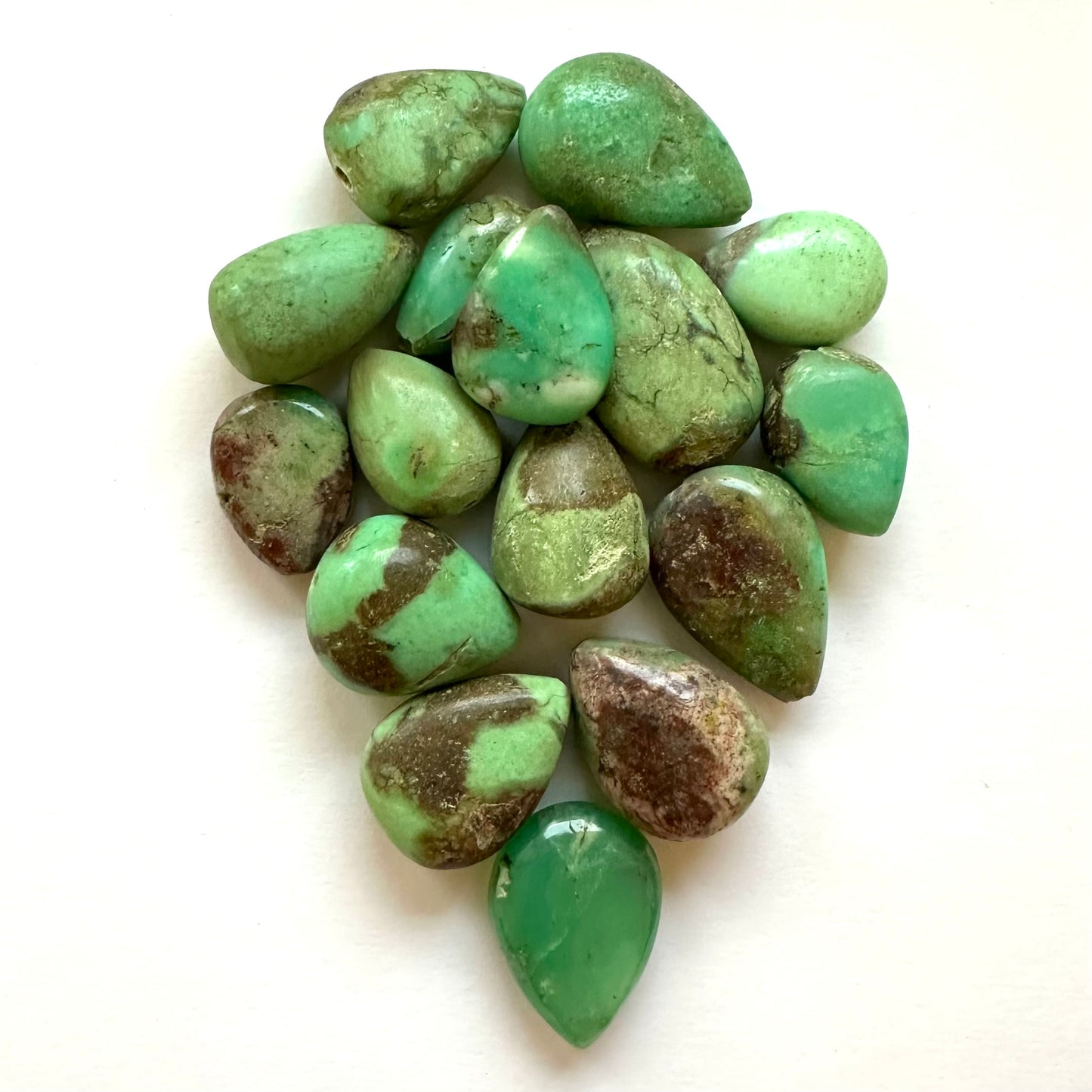 10 Pieces Green Polished Drilled Chrysopras With Inclusions