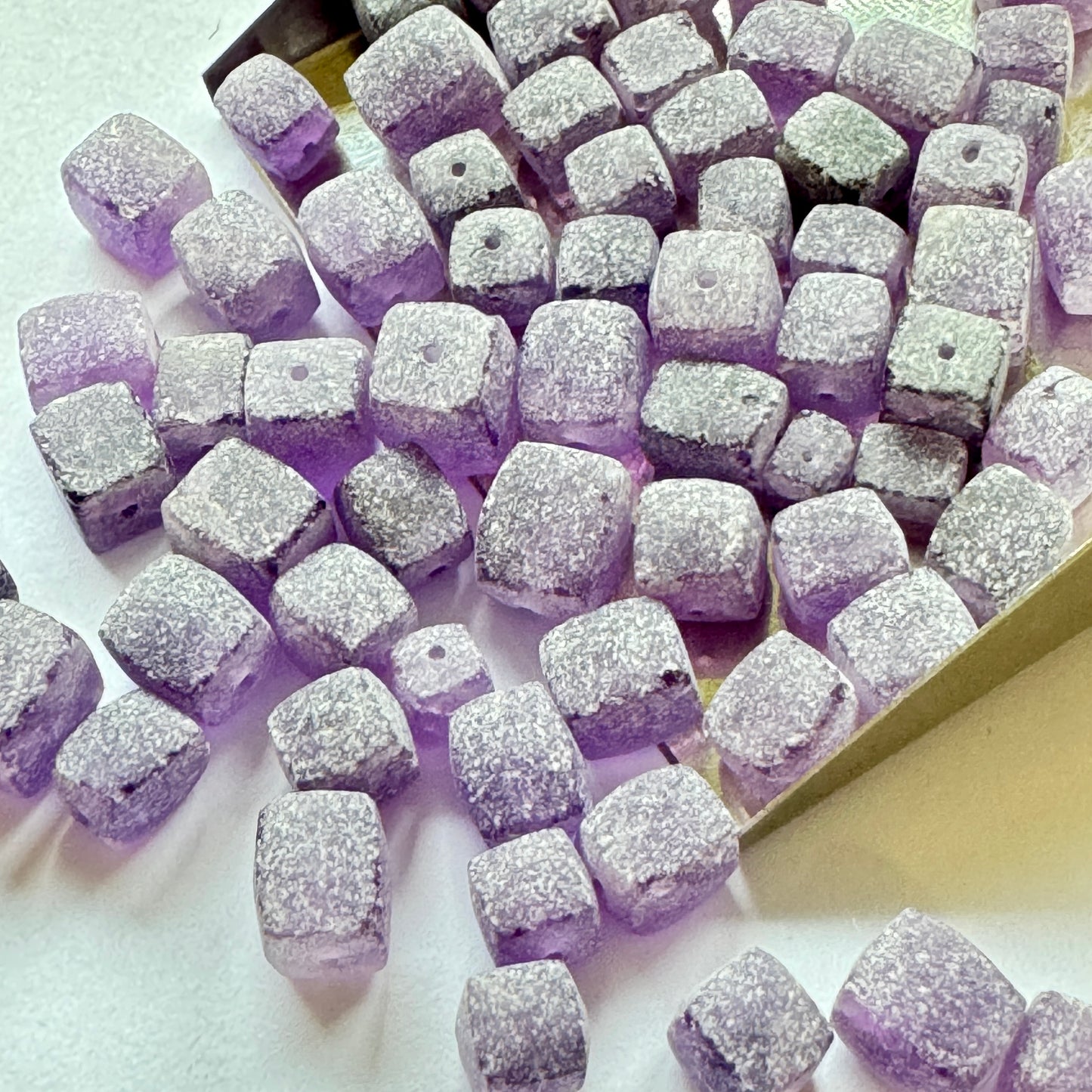 10 Pieces Frosted Purple Amethyst Cube Loose Beads