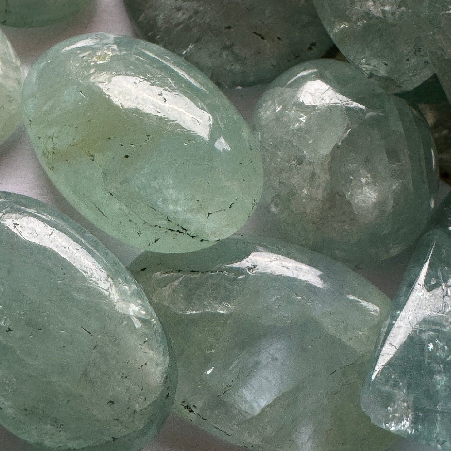 5 Pieces Polished Blue Greenish Aquamarine Loose Beads With Inclusions In Various Shapes