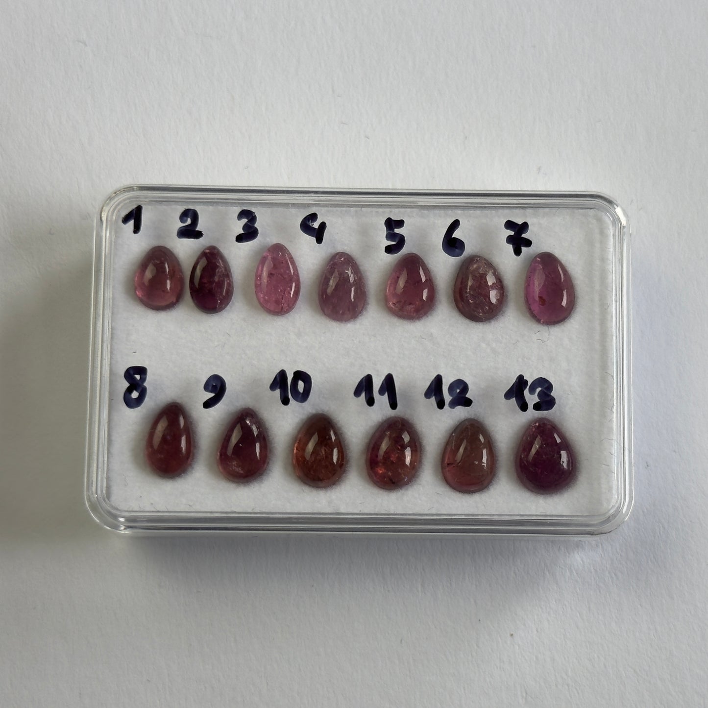 Pink Tourmaline Cabochon Drops 7 - 8 mm
