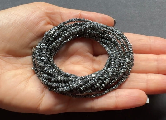 Diamond Natural Raw Textured Black Color in Natural Shape, Rough Diamond Strand, 40cm / 2-3.5mm / Hole 0.3mm