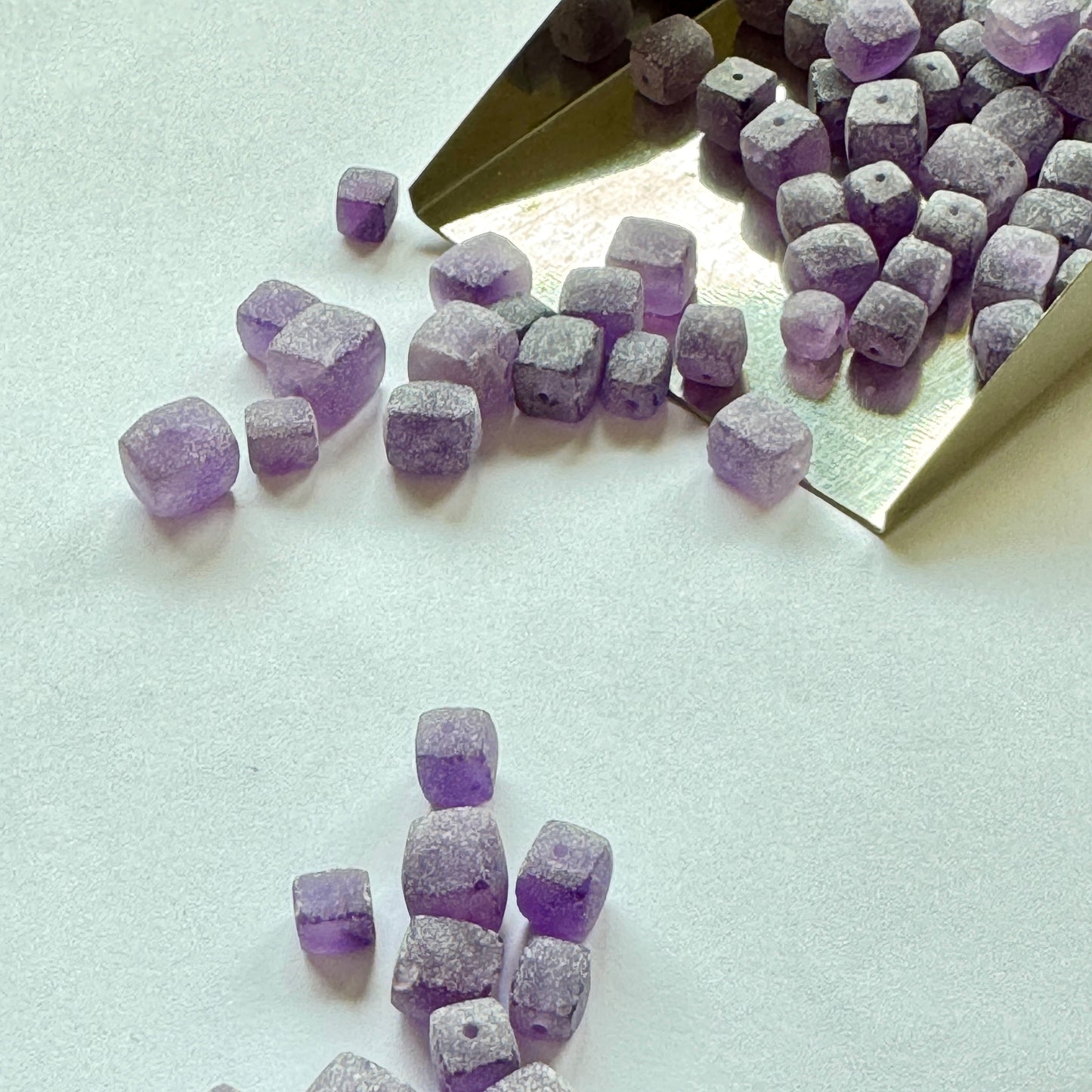 10 Pieces Frosted Purple Amethyst Cube Loose Beads