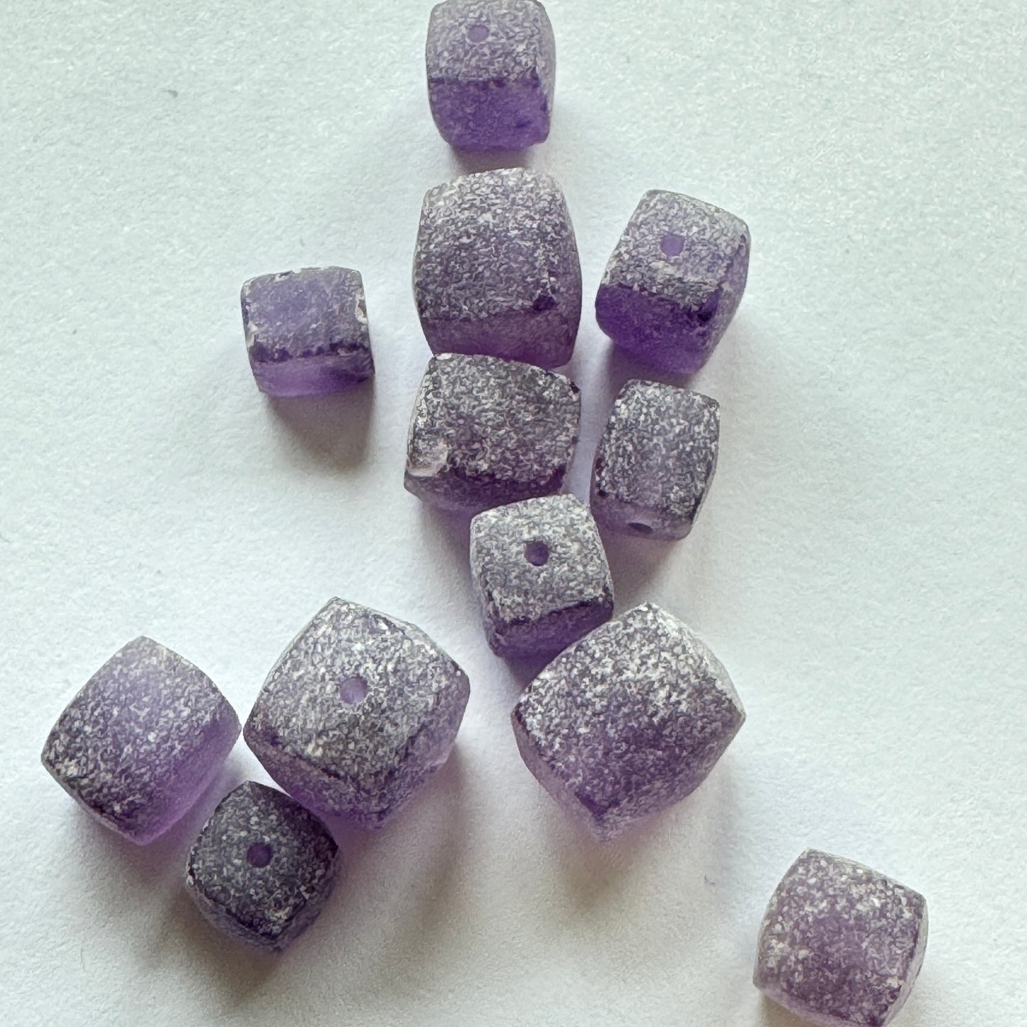 10 Pieces Frosted Purple Amethyst Cube Loose Beads