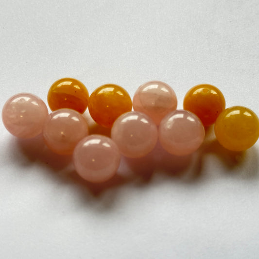 6 Pieces Beautiful Colorful Round Quartz Loose Beads With Holes Like A Chewing Gum