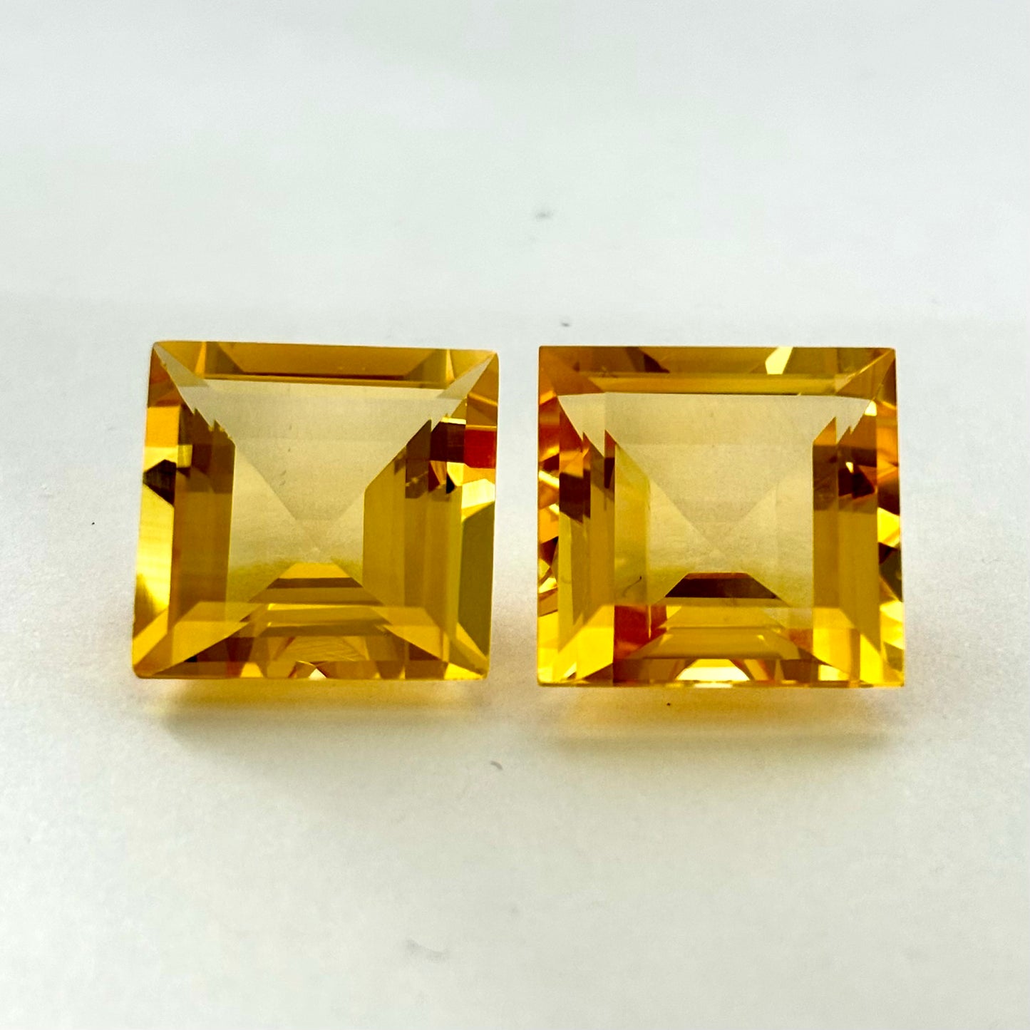 Citrine Square Large Pair Square Faceted Top Quality