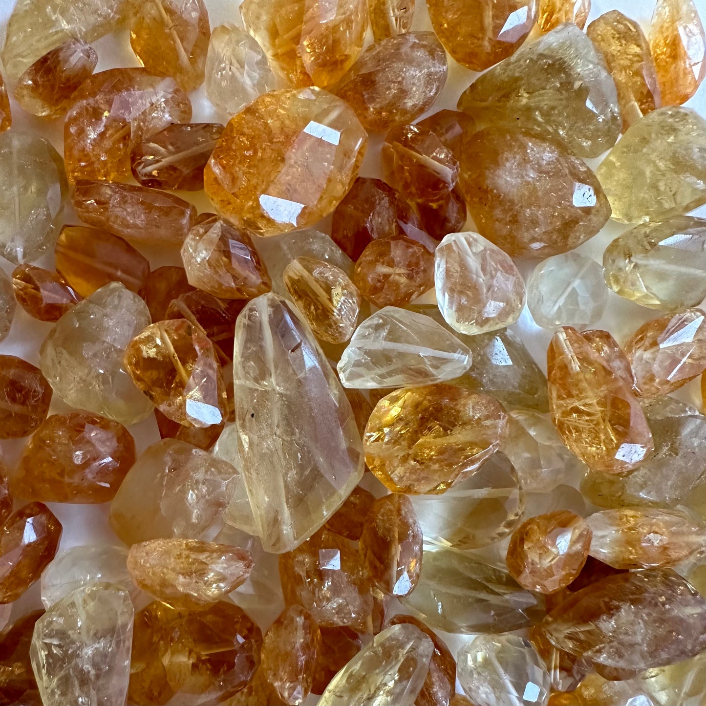 10 Pieces Fancy Cut Orange Citrine With Hole And Inclusions
