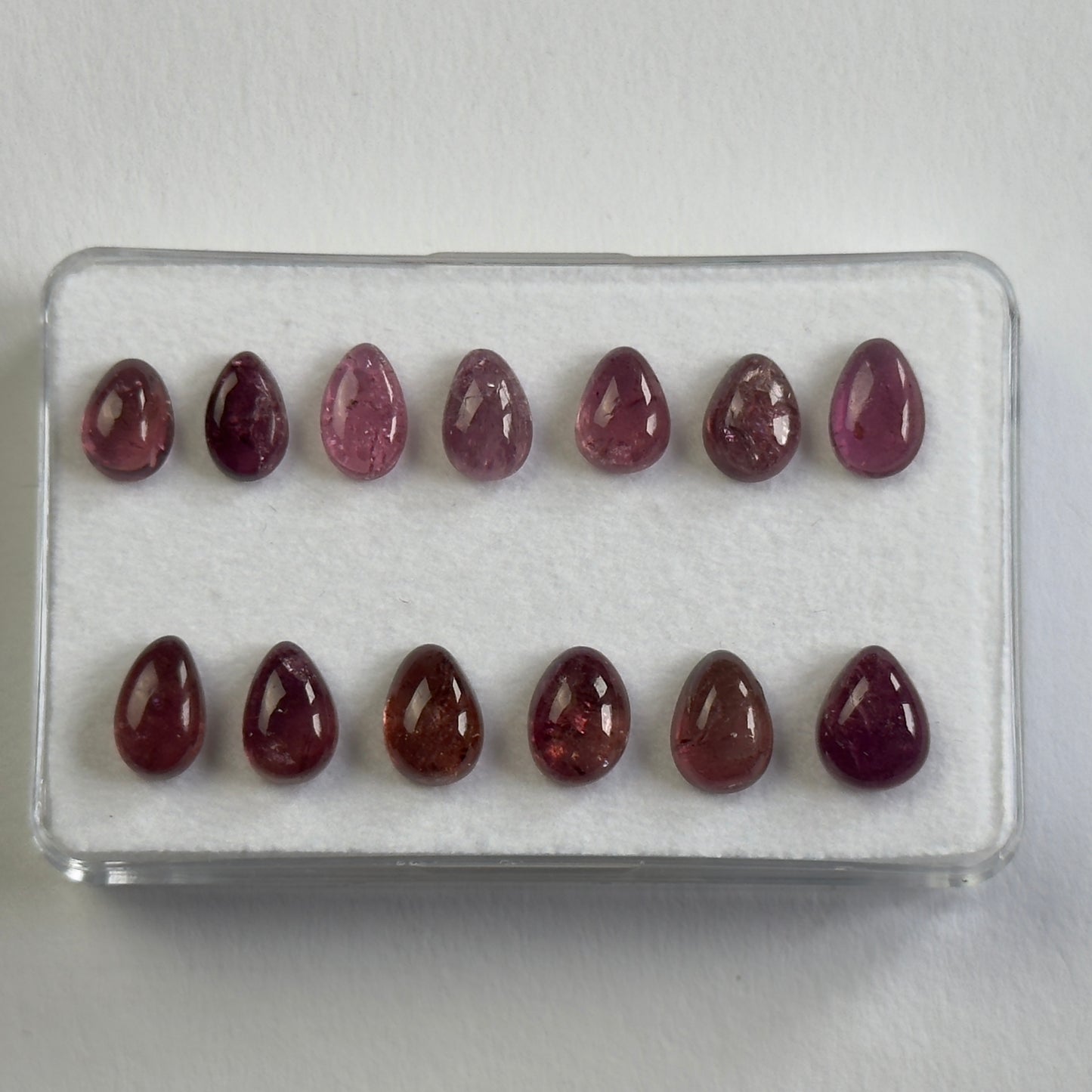 Pink Tourmaline Cabochon Drops 7 - 8 mm
