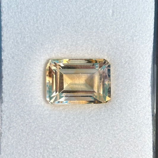 Citrine Lemon Yellow Emerald Cut Faceted 14 x 9.8 mm 8.04 Carats