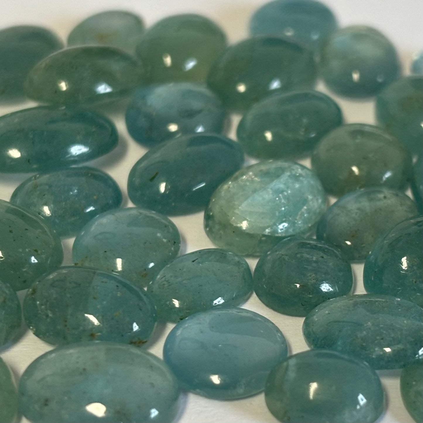 10 Pieces Beautiful Oval Greenish Blue Aquamarine A Rare Find With Inclusions