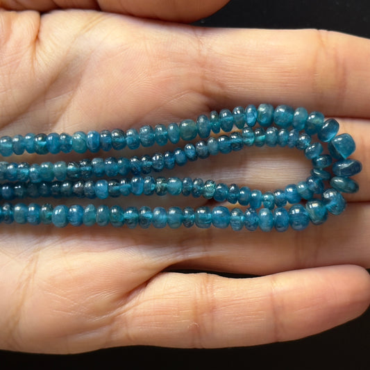 Natürlicher Apatit, handgeschliffen, poliert, Rondell-Perlenstrang