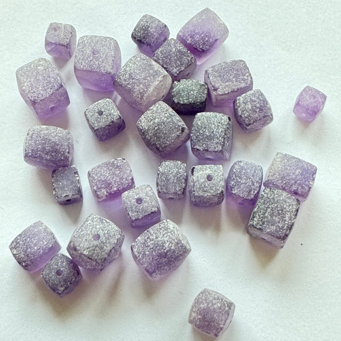 10 Pieces Frosted Purple Amethyst Cube Loose Beads