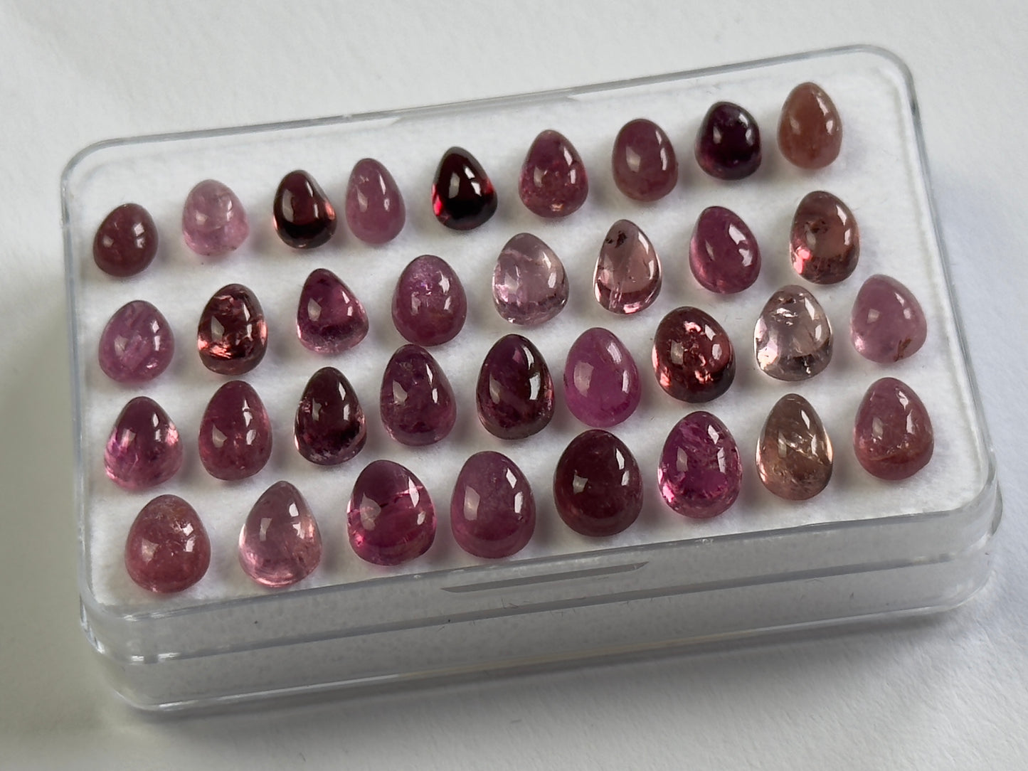 Pink Tourmaline Cabochon Drops 5 - 6.8 mm