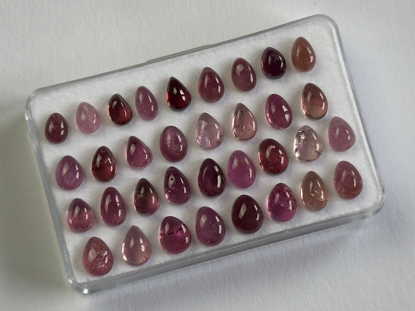 Pink Tourmaline Cabochon Drops 5 - 6.8 mm