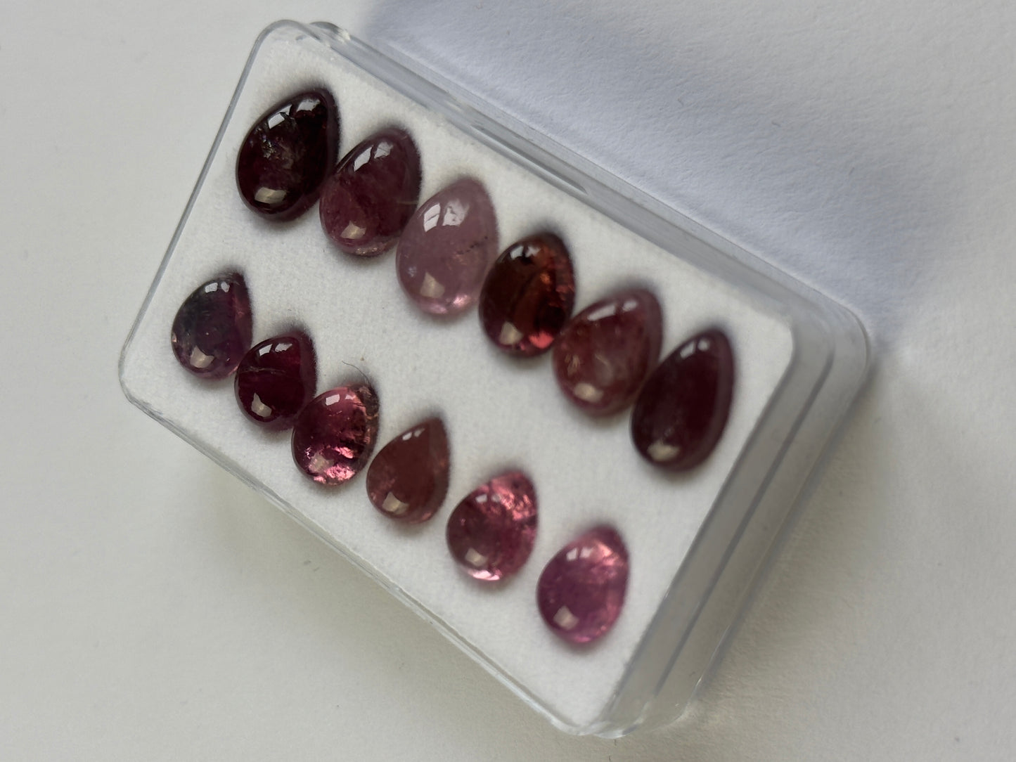 Pink Tourmaline Cabochon Drops 8.5 - 11.5 mm
