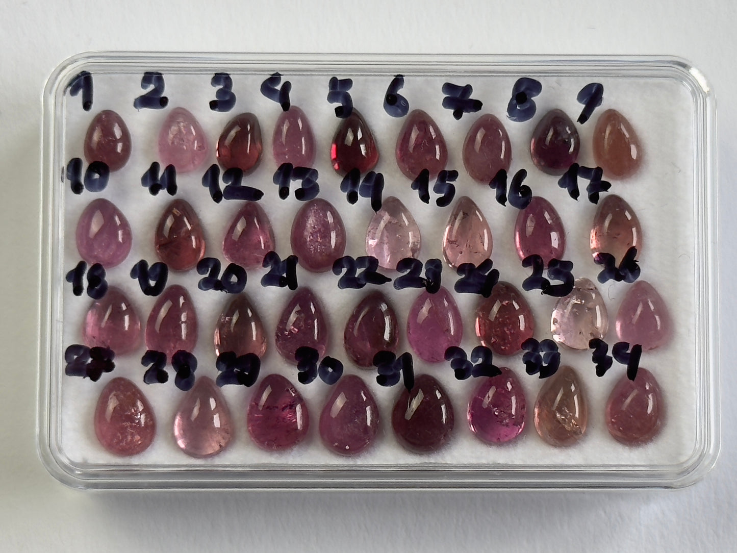 Pink Tourmaline Cabochon Drops 5 - 6.8 mm