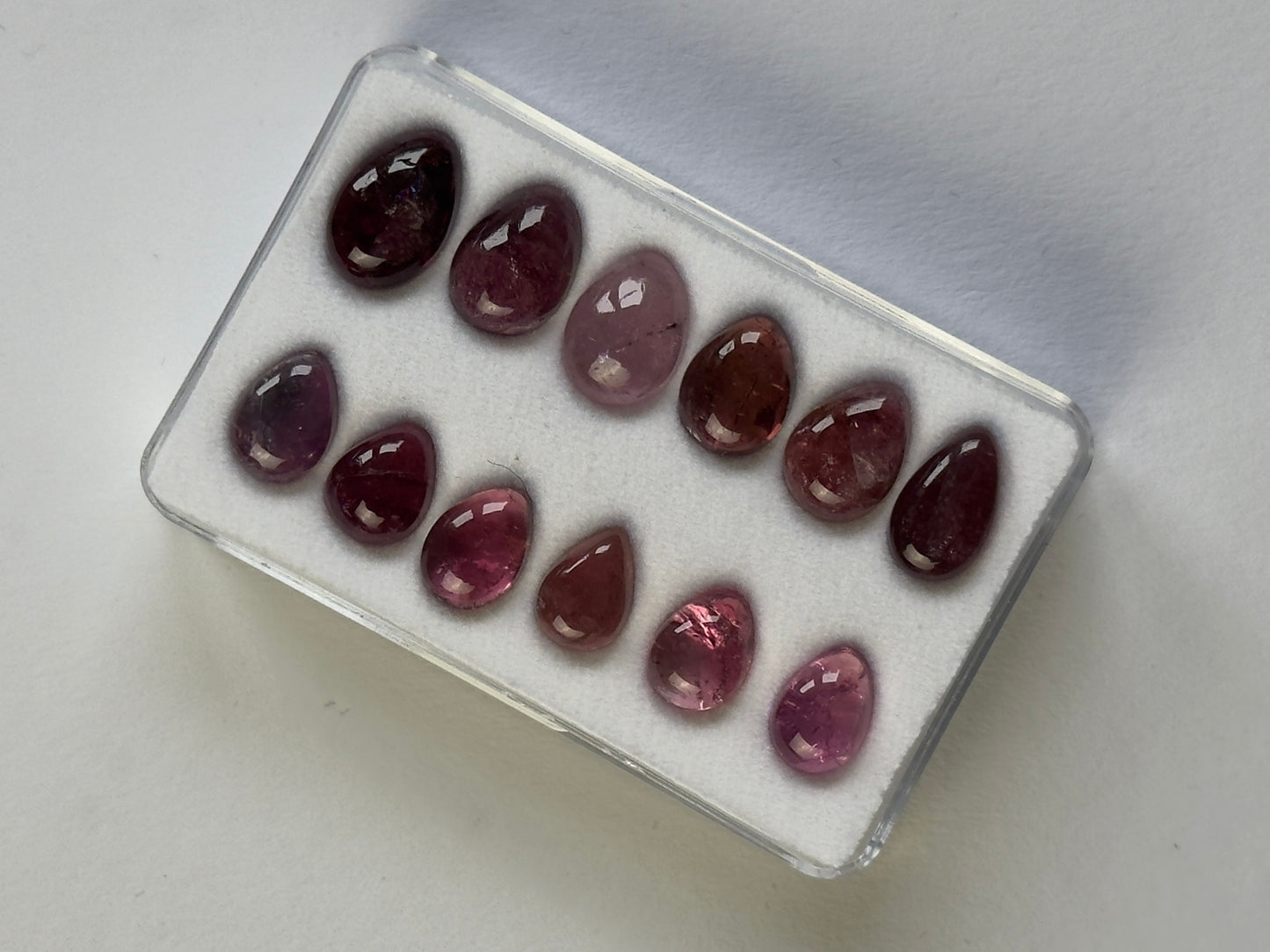 Pink Tourmaline Cabochon Drops 8.5 - 11.5 mm