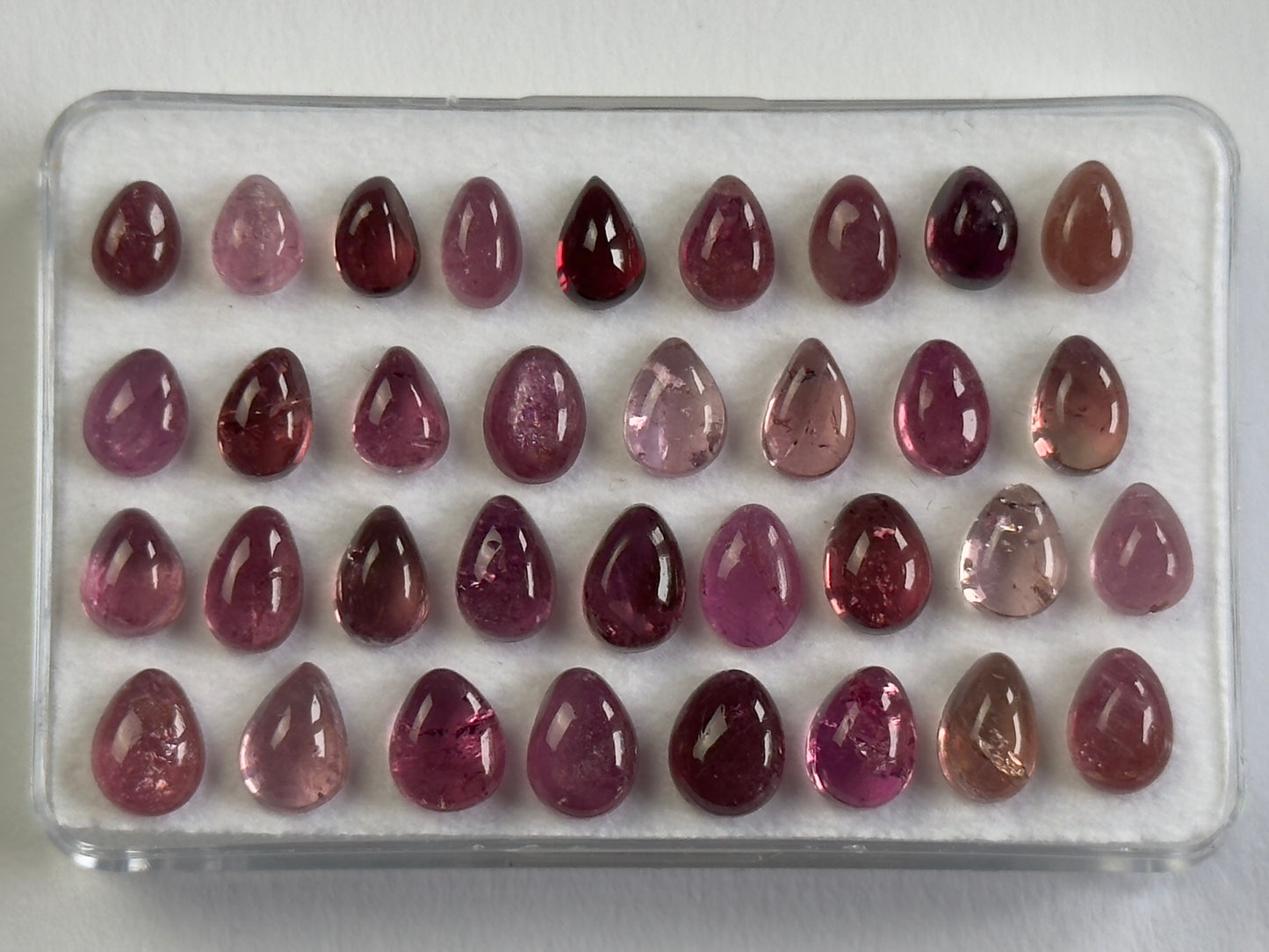 Pink Tourmaline Cabochon Drops 5 - 6.8 mm