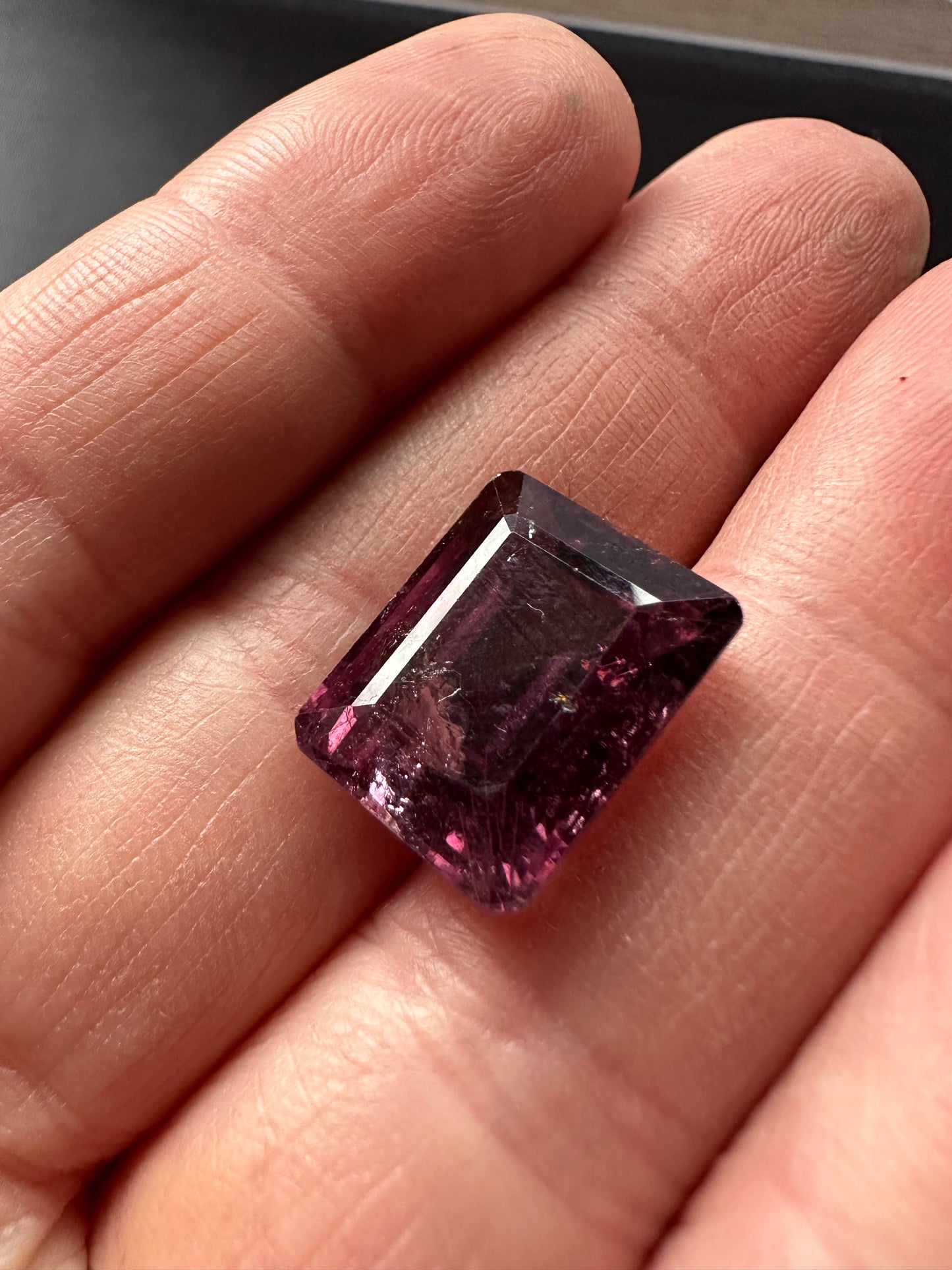Purplish Tourmaline, rectangular, step cut, 16.36cts, 16.2x12.7x9.2mm