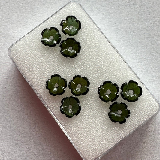 Bottle Green Tourmaline Flower With Hole