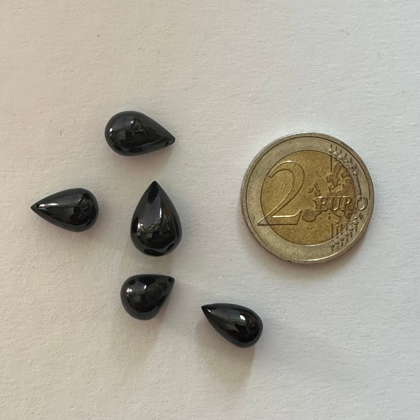 5 Black Onyx Drops Different Sizes Drilled on Both Sides